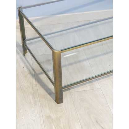 Jacques Théophile Lepelletier Et Broncz, Table Basse à Deux Plateaux En Bronze Et Verre, 1970 – Image 2