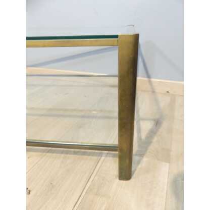 Jacques Théophile Lepelletier Et Broncz, Table Basse à Deux Plateaux En Bronze Et Verre, 1970 – Image 8