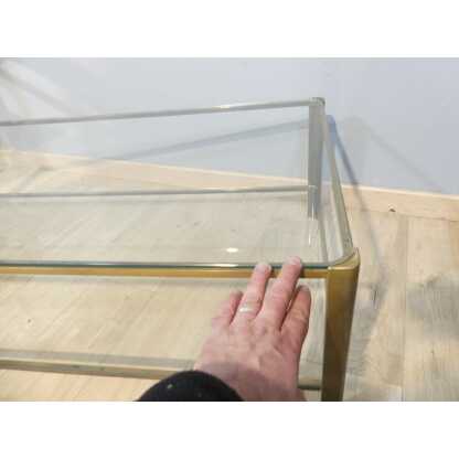 Jacques Théophile Lepelletier Et Broncz, Table Basse à Deux Plateaux En Bronze Et Verre, 1970 – Image 7
