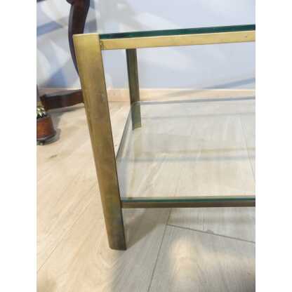 Jacques Théophile Lepelletier Et Broncz, Table Basse à Deux Plateaux En Bronze Et Verre, 1970 – Image 4