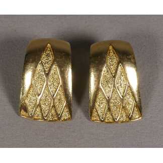 Orena Paris, paire de clips d'oreilles vintage en métal doré époque 1980