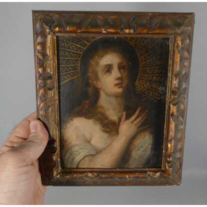 Marie Madeleine Pénitente, Huile Sur Cuivre époque Fin XVII ème Siècle – Image 2