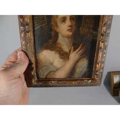 Marie Madeleine Pénitente, Huile Sur Cuivre époque Fin XVII ème Siècle – Image 4