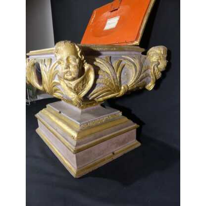 Grand Coffret Reliquaire De Style Louis XVI Aux Angelots En Bois Laqué Doré Possibilité Paire – Image 6