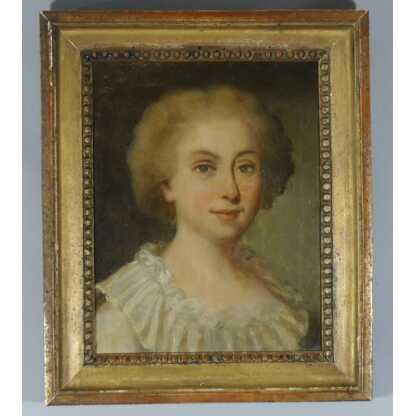 Portrait d'Une Jeune Femme, Tableau Huile Sur Toile époque Fin XVIII ème