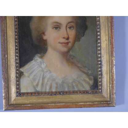 Portrait d'Une Jeune Femme, Tableau Huile Sur Toile époque Fin XVIII ème – Image 10