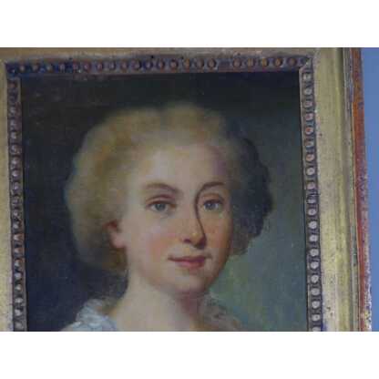 Portrait d'Une Jeune Femme, Tableau Huile Sur Toile époque Fin XVIII ème – Image 9
