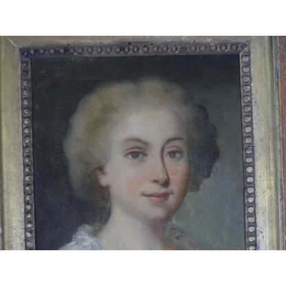 Portrait d'Une Jeune Femme, Tableau Huile Sur Toile époque Fin XVIII ème – Image 8