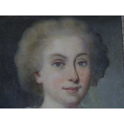 Portrait d'Une Jeune Femme, Tableau Huile Sur Toile époque Fin XVIII ème – Image 5
