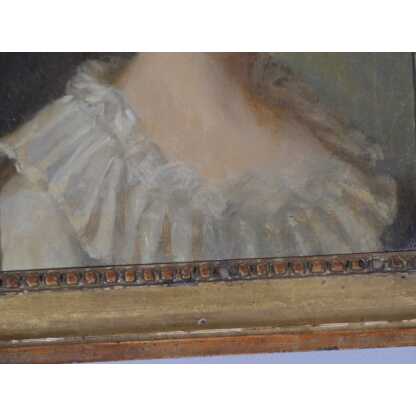 Portrait d'Une Jeune Femme, Tableau Huile Sur Toile époque Fin XVIII ème – Image 4