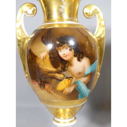 Paire De Vases Zeus, Leda, Aigle Et Cygne, Porcelaine Début XIX ème époque Restauration – Image 2