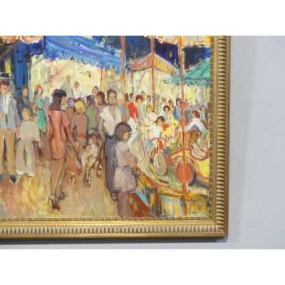 Maurice Montet, La Fête Foraine Tableau Huile Sur Toile Vers 1960 – Image 7