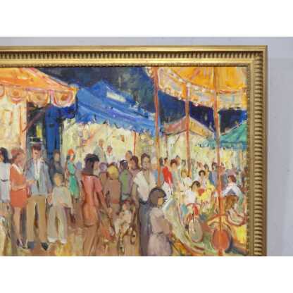 Maurice Montet, La Fête Foraine Tableau Huile Sur Toile Vers 1960 – Image 6