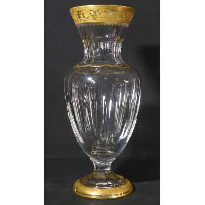 Saint Louis Thistle Pompei, Grand Vase Balustre En Cristal Incrusté d'Or