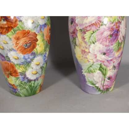 Les Fleurs, Roses, Pavots, Reine-marguerites, Paire De Vases En Porcelaine Peints Main Limoges – Image 10