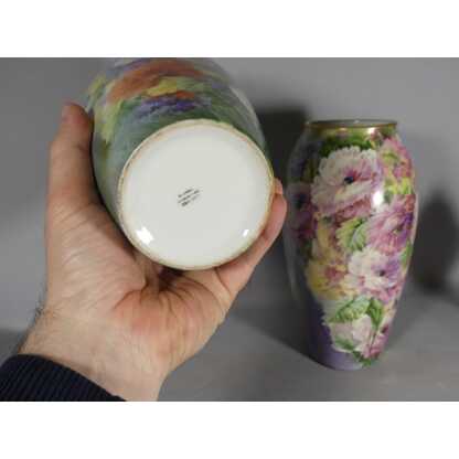 Les Fleurs, Roses, Pavots, Reine-marguerites, Paire De Vases En Porcelaine Peints Main Limoges – Image 12