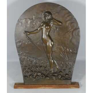 Emile Fernand Dubois, Allégorie De La Guerre, Plaque En Bronze Patiné, Femme, 1901