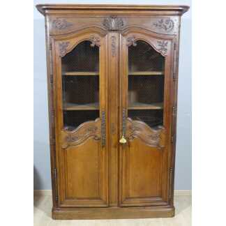 Bibliothèque Vitrine De Boiserie En Chêne Sculpté Régence époque XVIII ème Siècle