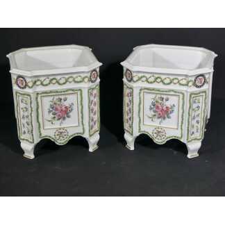 Haviland Louveciennes, paire de caches pot ou caisses à fleurs en porcelaine de Limoges