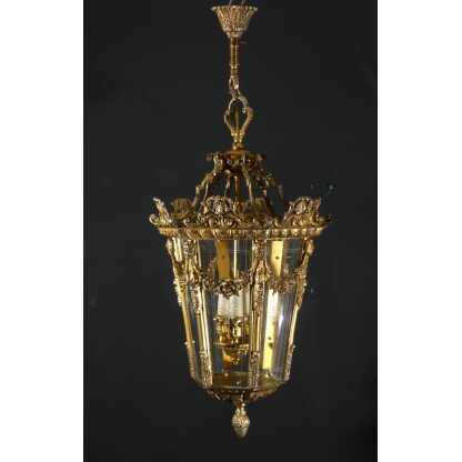Lanterne d'entrée ou de couloir de style Louis XV en bronze et verre gravé époque 1960 – Image 3