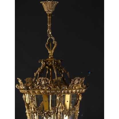 Lanterne d'entrée ou de couloir de style Louis XV en bronze et verre gravé époque 1960 – Image 13