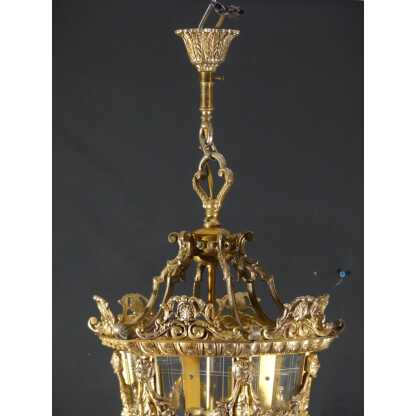 Lanterne d'entrée ou de couloir de style Louis XV en bronze et verre gravé époque 1960 – Image 12