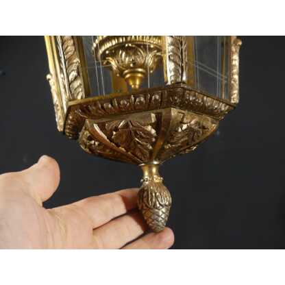 Lanterne d'entrée ou de couloir de style Louis XV en bronze et verre gravé époque 1960 – Image 5