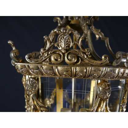 Lanterne d'entrée ou de couloir de style Louis XV en bronze et verre gravé époque 1960 – Image 8