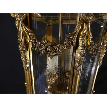 Lanterne d'entrée ou de couloir de style Louis XV en bronze et verre gravé époque 1960 – Image 7