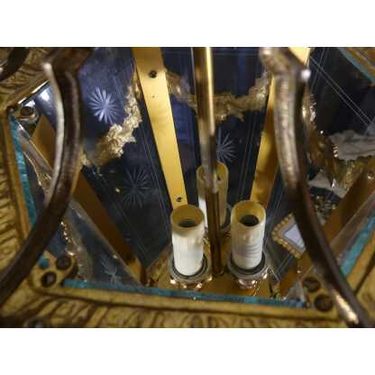 Lanterne d'entrée ou de couloir de style Louis XV en bronze et verre gravé époque 1960 – Image 6