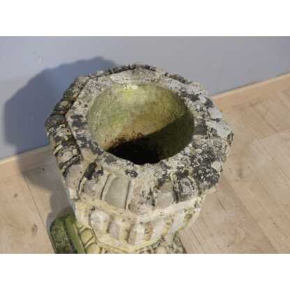 Vase de jardin en pierre blanche à godrons, jardinière, époque XIX ème – Image 13