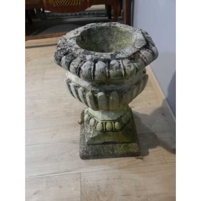 Vase de jardin en pierre blanche à godrons, jardinière, époque XIX ème – Image 6