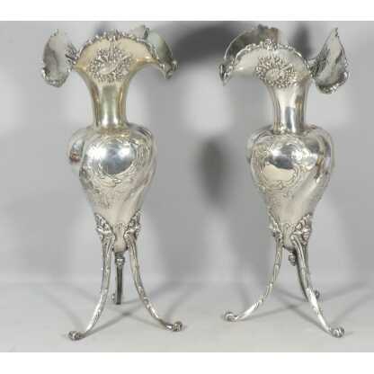 41.5 cm de haut! paire de grands vases en argent massif, 2.45 kg Belle époque 1900 Louis XVI