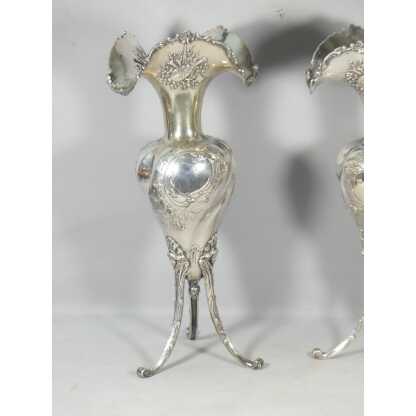 41.5 cm de haut! paire de grands vases en argent massif, 2.45 kg Belle époque 1900 Louis XVI – Image 3
