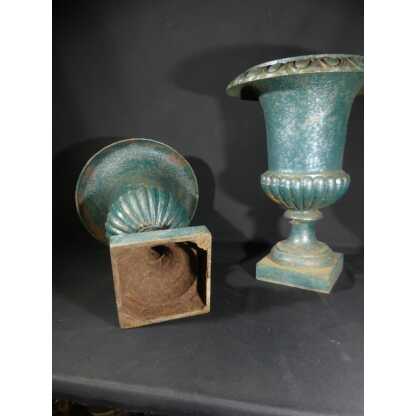 Paire de vases médicis de jardin en fonte, époque XIX ème – Image 4