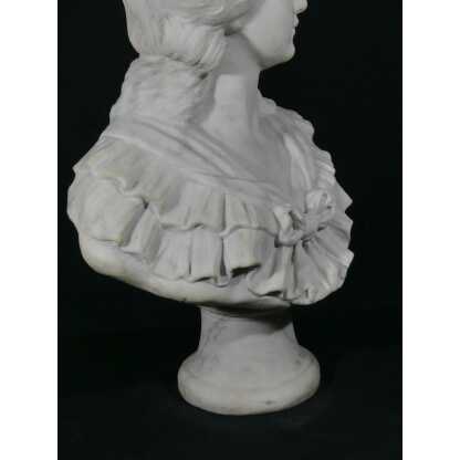 Buste De Jeune Femme En Marbre Signé A Bartel, époque XIX ème – Image 7
