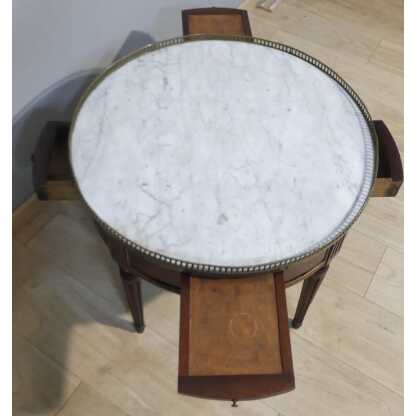 Table basse bouillotte en acajou et marbre style Louis XVI, époque début XX ème – Image 7