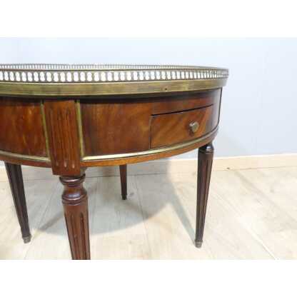 Table basse bouillotte en acajou et marbre style Louis XVI, époque début XX ème – Image 4