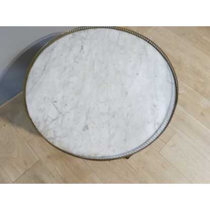 Table basse bouillotte en acajou et marbre style Louis XVI, époque début XX ème – Image 3