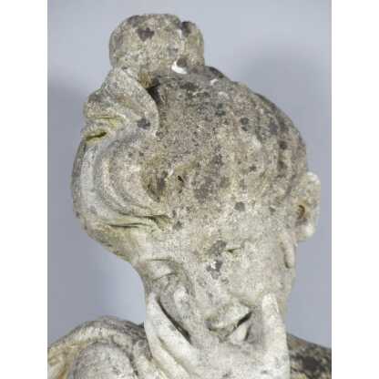 Buste de femme en pierre reconstituée, ornement de jardin époque début XX ème – Image 2