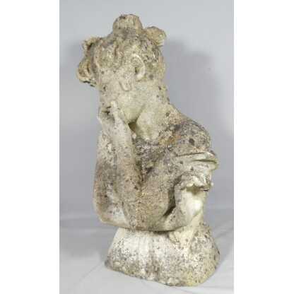 Buste de femme en pierre reconstituée, ornement de jardin époque début XX ème – Image 5