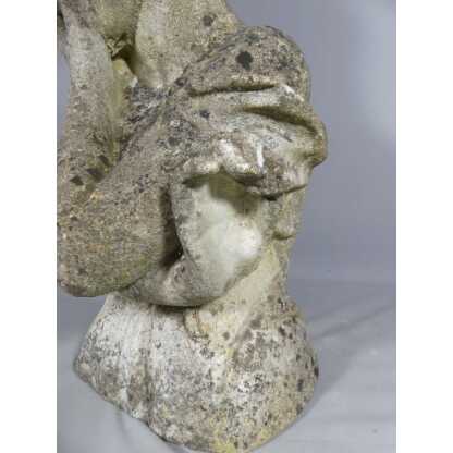 Buste de femme en pierre reconstituée, ornement de jardin époque début XX ème – Image 9