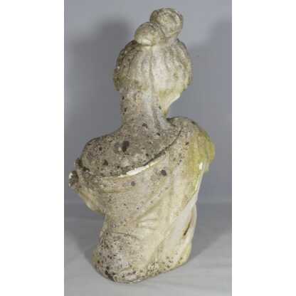 Buste de femme en pierre reconstituée, ornement de jardin époque début XX ème – Image 8