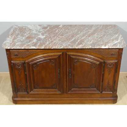 Buffet de chasse Régence en chêne sculpté et marbre, Flandres époque XVIII ème – Image 2