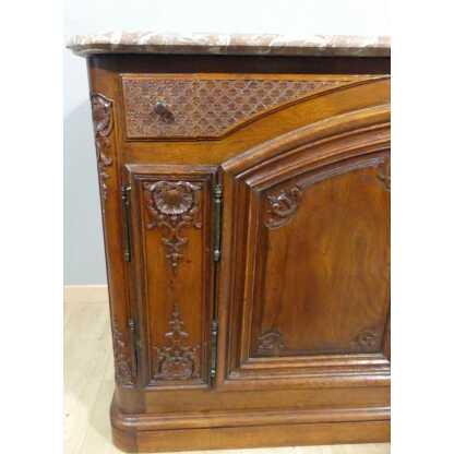 Buffet de chasse Régence en chêne sculpté et marbre, Flandres époque XVIII ème – Image 3