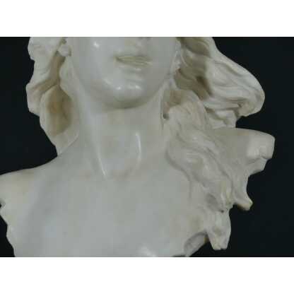 Elégie par Alfred Jean Foretay, sculpture en marbre blanc d'une jeune femme, Art Nouveau – Image 4