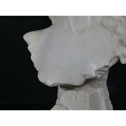 Elégie par Alfred Jean Foretay, sculpture en marbre blanc d'une jeune femme, Art Nouveau – Image 14