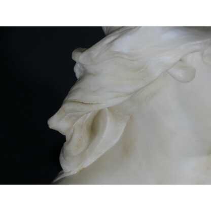 Elégie par Alfred Jean Foretay, sculpture en marbre blanc d'une jeune femme, Art Nouveau – Image 11