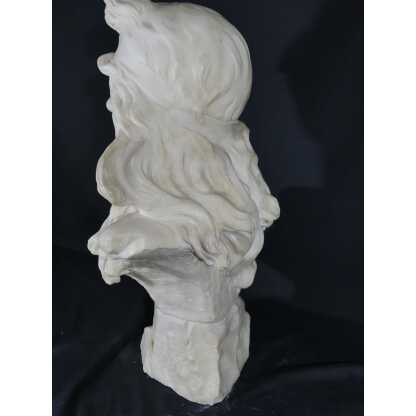 Elégie par Alfred Jean Foretay, sculpture en marbre blanc d'une jeune femme, Art Nouveau – Image 7