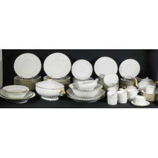 Haviland Torse blanc et filet doré, service de table pour 12 personnes porcelaine Limoges